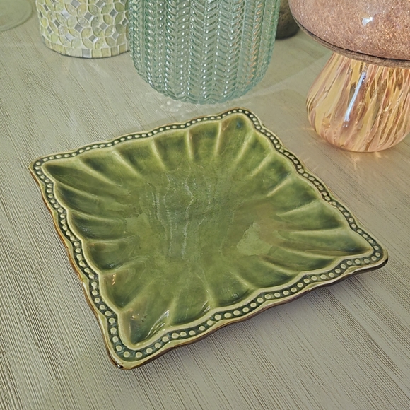 Roscher Hobnail Forest Green Square Salad Plate 8x8 | Like New w/ Tags - Picture 8 of 8